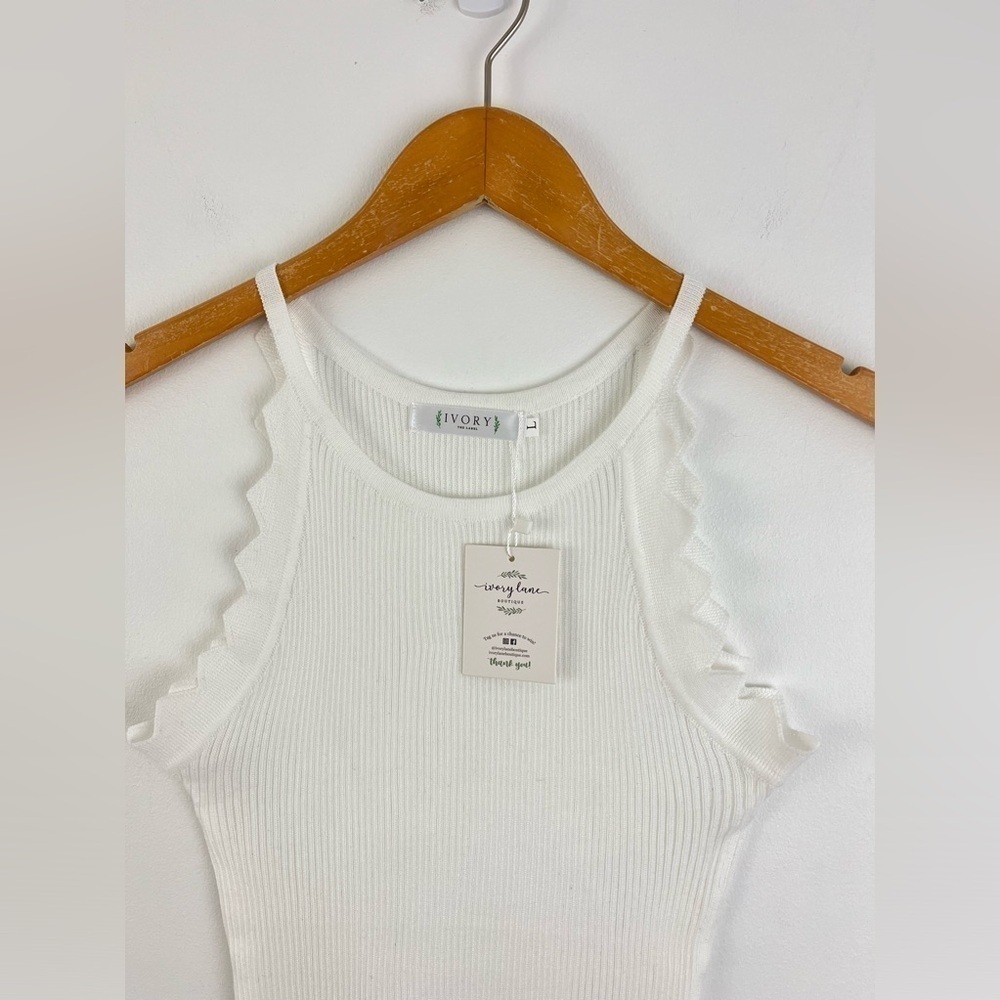 * NEW * IVORY THE LABEL White ribbed knit tank top * Size XL * - Picture 7 of 12